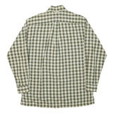 TOMMY HILFIGER Mens Green & White Check Shirt S Classic Cotton Blend Long Sleeve