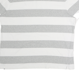 NAUTICA Mens White & Grey Striped Short Sleeve Polo Shirt 2XL Cotton Casual