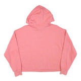 CHAMPION Womens Pink Cotton Blend Pullover Hoodie L Cropped Drawstring