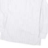COLDOR Mens White & Grey Stripe Shirt L Cotton Blend Formal Button Collar