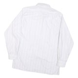 COLDOR Mens White & Grey Stripe Shirt L Cotton Blend Formal Button Collar