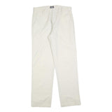 YES OR NO Mens Cotton Blend White Regular Fit Straight Leg Trousers W32 L32 Zip