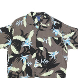 FALLS CREEK Mens Brown & Black Floral Rayon Shirt M Tropical Pattern Casual