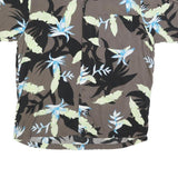 FALLS CREEK Mens Brown & Black Floral Rayon Shirt M Tropical Pattern Casual