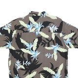 FALLS CREEK Mens Brown & Black Floral Rayon Shirt M Tropical Pattern Casual