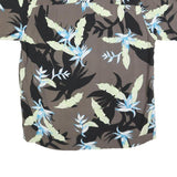 FALLS CREEK Mens Brown & Black Floral Rayon Shirt M Tropical Pattern Casual