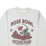 Mens Grey Wisconsin Rose Bowl Graphic Sweatshirt M Long Sleeve Crew Neck Cotton