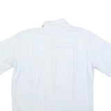VAN JAACK Mens White & Cream Cotton Blend Shirt L Button Casual Plain Summer