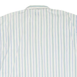 Womens White Blue Green Striped Oversized Shirt L Cotton Blend Casual Summer