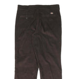 DICKIES Mens Cotton Blend Brown Regular Fit Straight Leg Trousers W36 L32