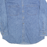 HUNT CLUB Mens Blue Denim Shirt L Button Pocket Casual Cotton Blend Stylish
