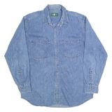 HUNT CLUB Mens Blue Denim Shirt L Button Pocket Casual Cotton Blend Stylish