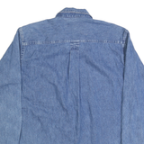 HUNT CLUB Mens Blue Denim Shirt L Button Pocket Casual Cotton Blend Stylish