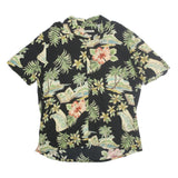 BATICK BAY Mens Black Hawaiian Floral Cotton Shirt XL Summer Beach Holiday