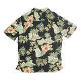 BATICK BAY Mens Black Hawaiian Floral Cotton Shirt XL Summer Beach Holiday