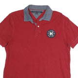 TOMMY HILFIGER Mens Red & Grey Polo Shirt M Cotton Classic Casual
