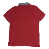TOMMY HILFIGER Mens Red & Grey Polo Shirt M Cotton Classic Casual