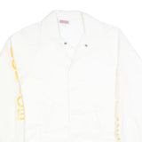 HARTWELL Mens White Button Front Jacket S Polyester Police Printed Sleeves