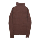 Womens Brown Plain Roll Neck Basic Knit Jumper XS Soft Warm Fitted Style