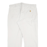 CARHARTT Mens White Relaxed Straight Cotton Blend Trousers W36 L30 Workwear