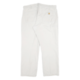 CARHARTT Mens White Relaxed Straight Cotton Blend Trousers W36 L30 Workwear