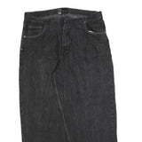 EVOLUTION Mens Relaxed Jeans Black Denim W42 L34 Comfortable Cotton Blend Zip
