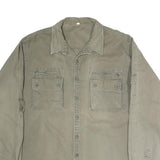 Mens Beige Cotton Shirt Jacket 2XL Button Closure Pocket Casual Durable