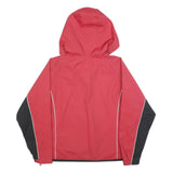 REEBOK Womens Red & Black Zip Jacket UK 10 Polyester Blend Plain Hooded Sport