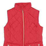 ST JOHNS BAY Womens Red Quilted Jacket M Polyester Blend Zip Pockets