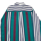 SADDLEBIRD Mens Green & Maroon Striped Cotton Shirt L Classic Button Down
