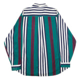 SADDLEBIRD Mens Green & Maroon Striped Cotton Shirt L Classic Button Down