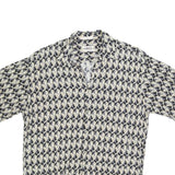 CAMPIA Mens Black & Beige Pattern Shirt L Cotton Blend Short Sleeve Casual