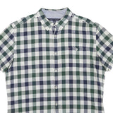 TOMMY HILFIGER Mens Blue & Green Check Shirt XL Casual Cotton Blend Summer Style
