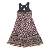 LAURA ASHLEY Womens Black Printed Polyester Fit & Flare Sleeveless Knee Length