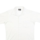 JC PENNY Mens White Shirt L Polyester Short Sleeve Button Collar Casual
