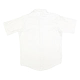 JC PENNY Mens White Shirt L Polyester Short Sleeve Button Collar Casual