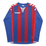 HUMMEL Mens Blue & Red Graphic T-Shirt S Long Sleeve Round Neck Sportswear