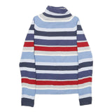 TOMMY HILFIGER Womens Blue & Red Patterned Jumper Roll Neck Rib Knit M Cotton