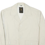 TORERO Mens Cream Button Cotton Blend Jacket M Classic Plain Casual Lightweight