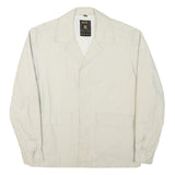 TORERO Mens Cream Button Cotton Blend Jacket M Classic Plain Casual Lightweight