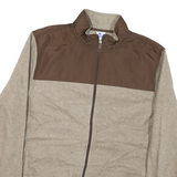 STARTER Mens Beige & Brown Zip Jacket L Polyester Blend Casual Outerwear