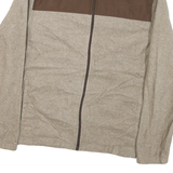 STARTER Mens Beige & Brown Zip Jacket L Polyester Blend Casual Outerwear