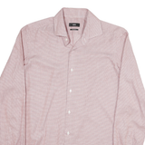 BOSS Mens Red Plain Regular Fit Shirt M Button Collar Cotton Blend Formal