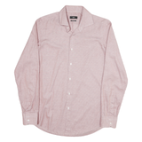 BOSS Mens Red Plain Regular Fit Shirt M Button Collar Cotton Blend Formal