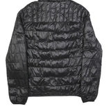 TOMMY HILFIGER Mens Black & Green Puffer Jacket S Nylon Hooded Zip