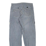 Womens Regular Fit Cotton Blend Blue Trousers W34 L32 Casual Straight Zip