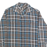 TIMBERLAND Mens Blue Brown Check Shirt M Button Front Casual Cotton