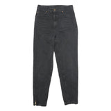 WALLEES Womens Jeans Black Regular Skinny Denim Medium W28 L28 Zipped Hem