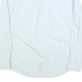 NAUTICA Mens White Blue Check Classic Fit Shirt L Cotton Blend Long Sleeve