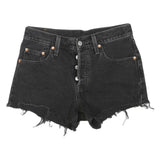 LEVI'S Womens Shorts Black Denim Cut-Off XS W28 Button Fly Frayed Hem Casual